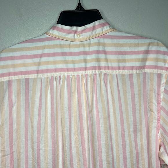 J. Crew women's Soft Pink Striped Camp Shirt Short Sleeve Button Up Plus Size 18 - Picture 6 of 8